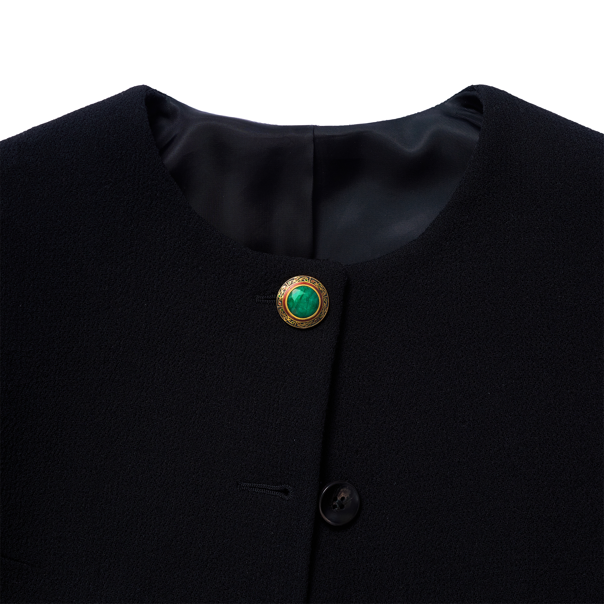 P Johnson Green Stone w/ Enamel Button Large