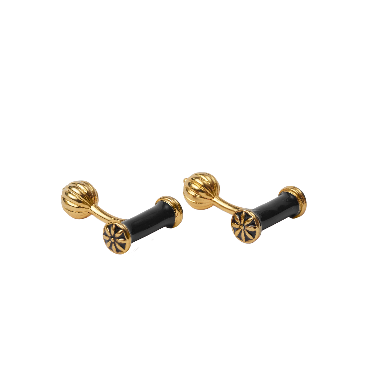 Black Hand Enamelled Bar Cuff Links P Johnson