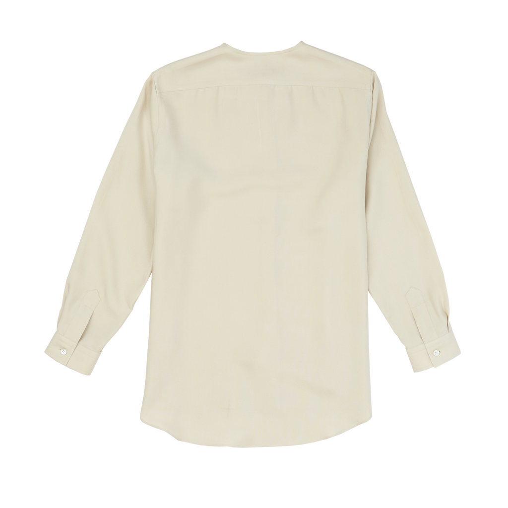 Beige Silk Sans Collar Shirt