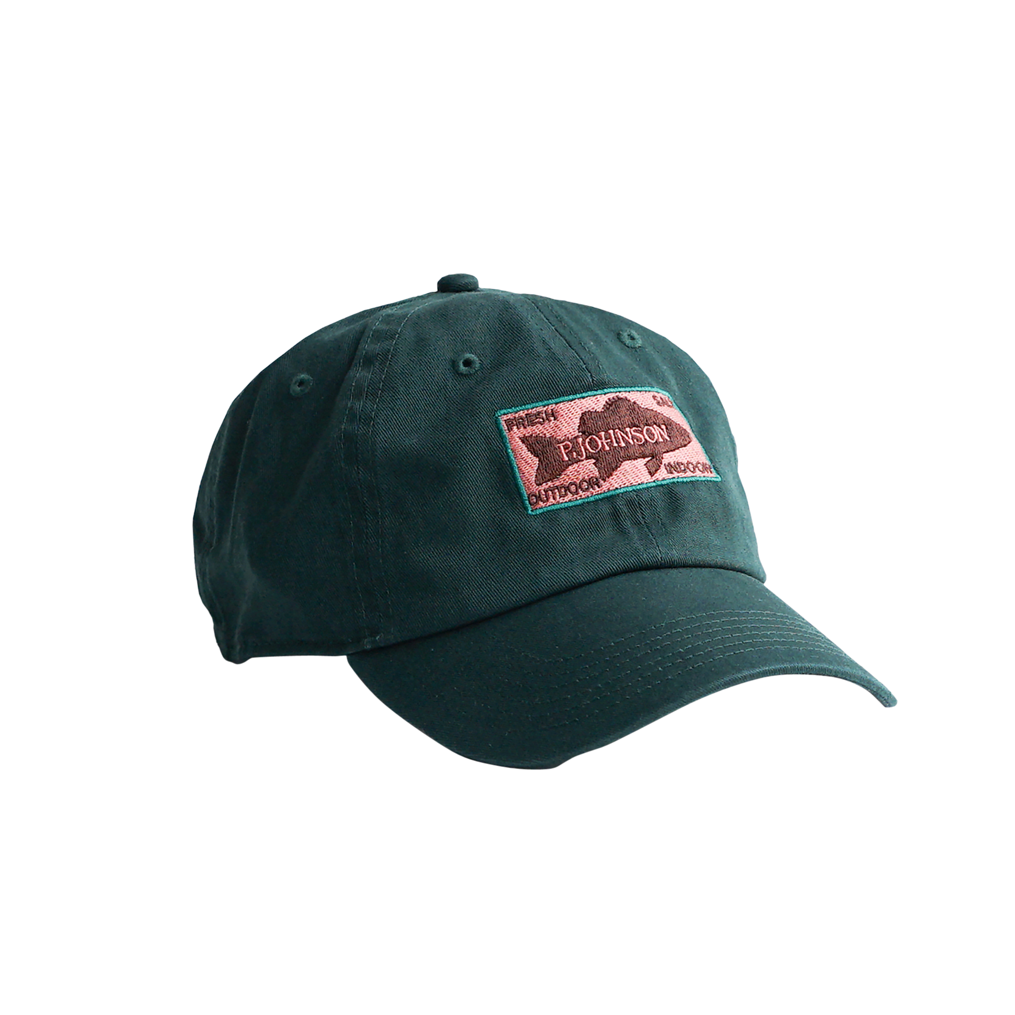 P Johnson Dartmouth Green Dad Cap with Fish Patch