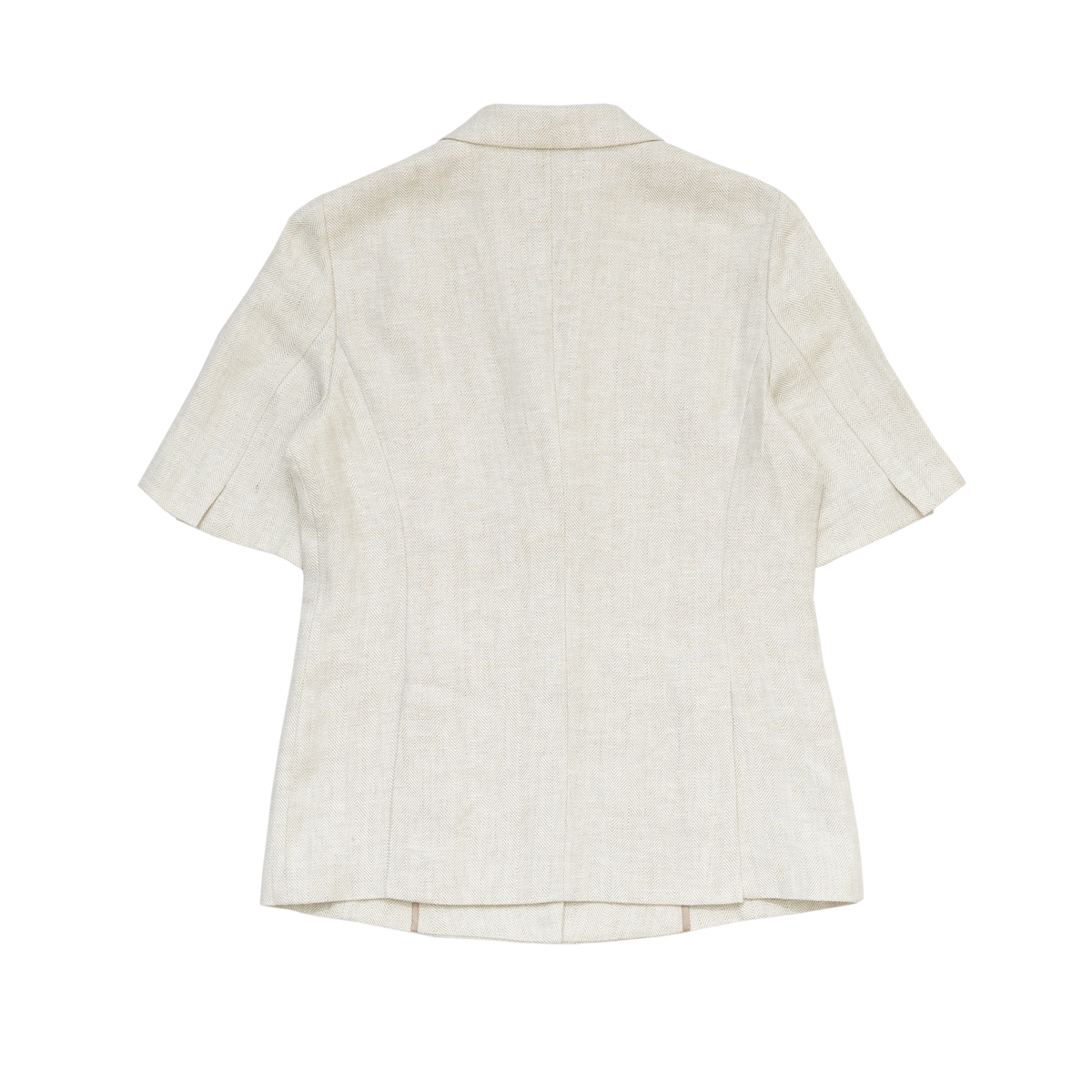 Natural Herringbone Short Sleeve Blazer P Johnson