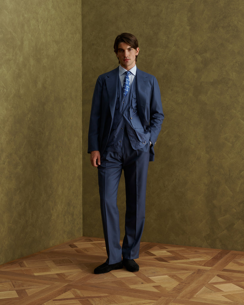 Bright Blue Wool Twill Single Breasted Suit