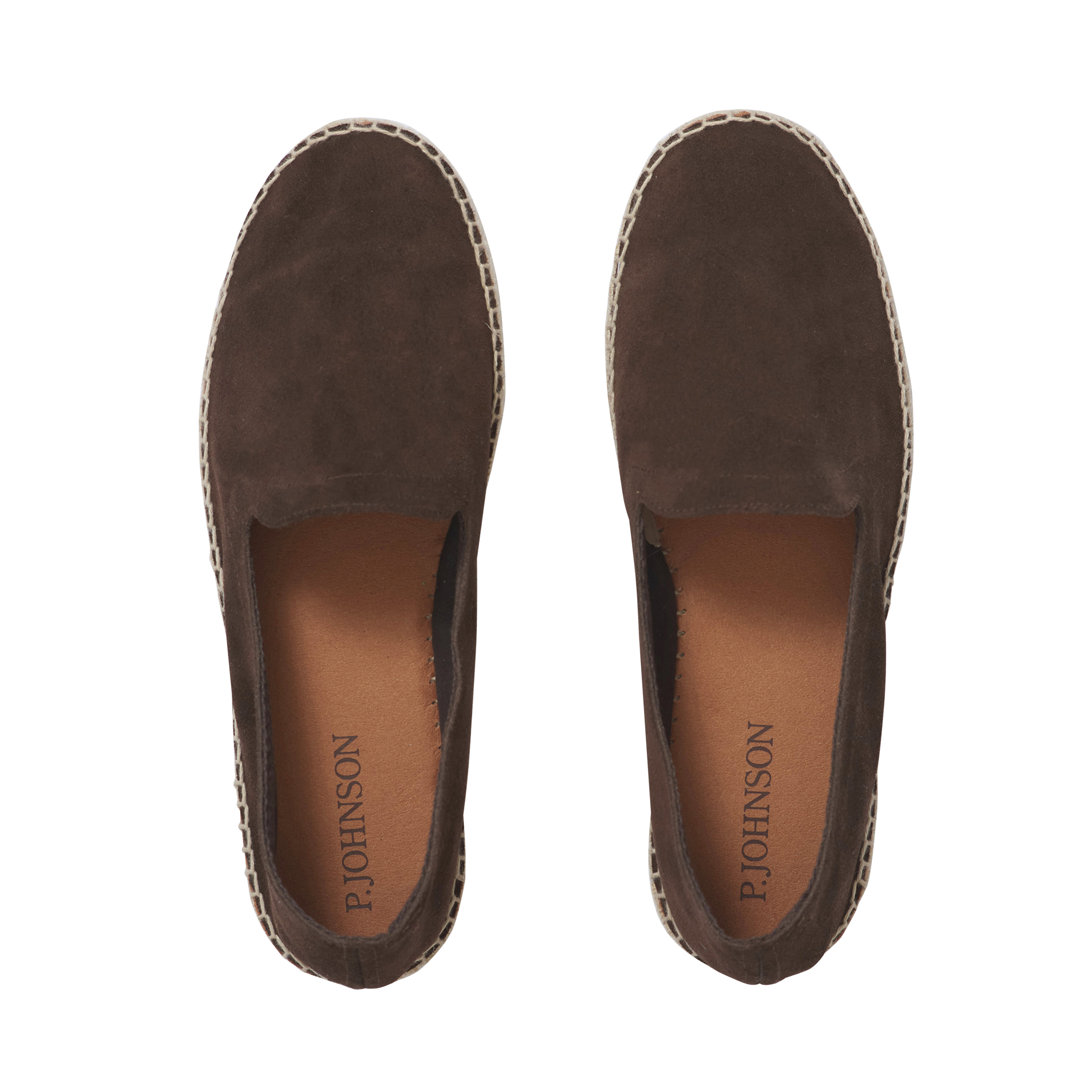 P Johnson Chocolate Suede Espadrille