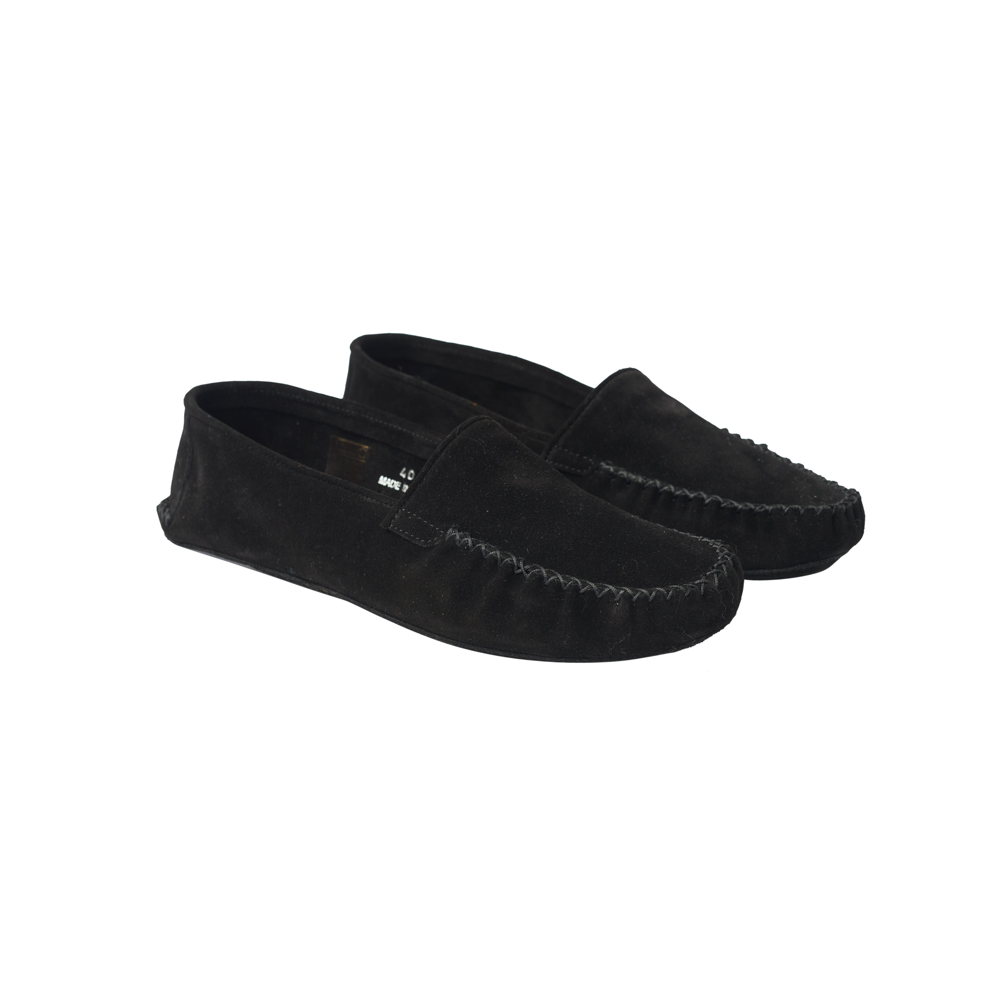 P Johnson Black Suede Soft Moccasin