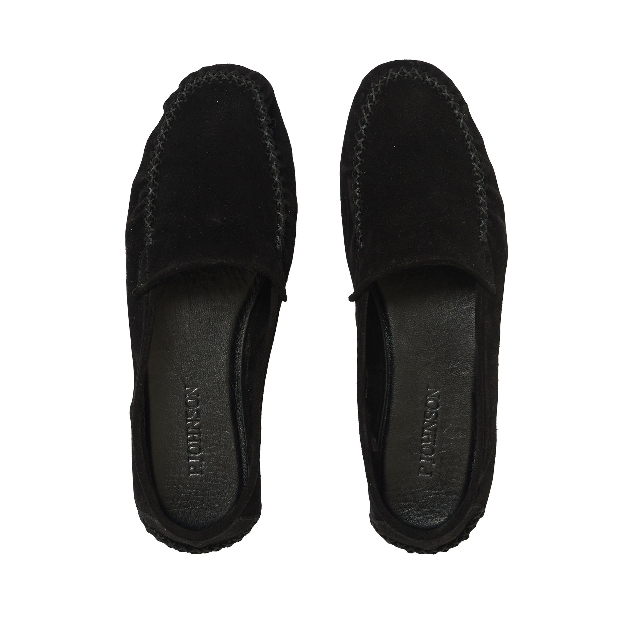 P Johnson Black Suede Soft Moccasin