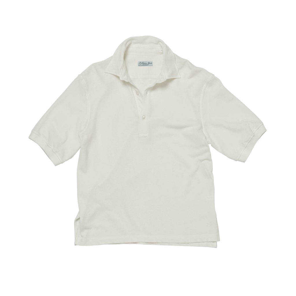 P Johnson White Femme Pique Polo Shirt