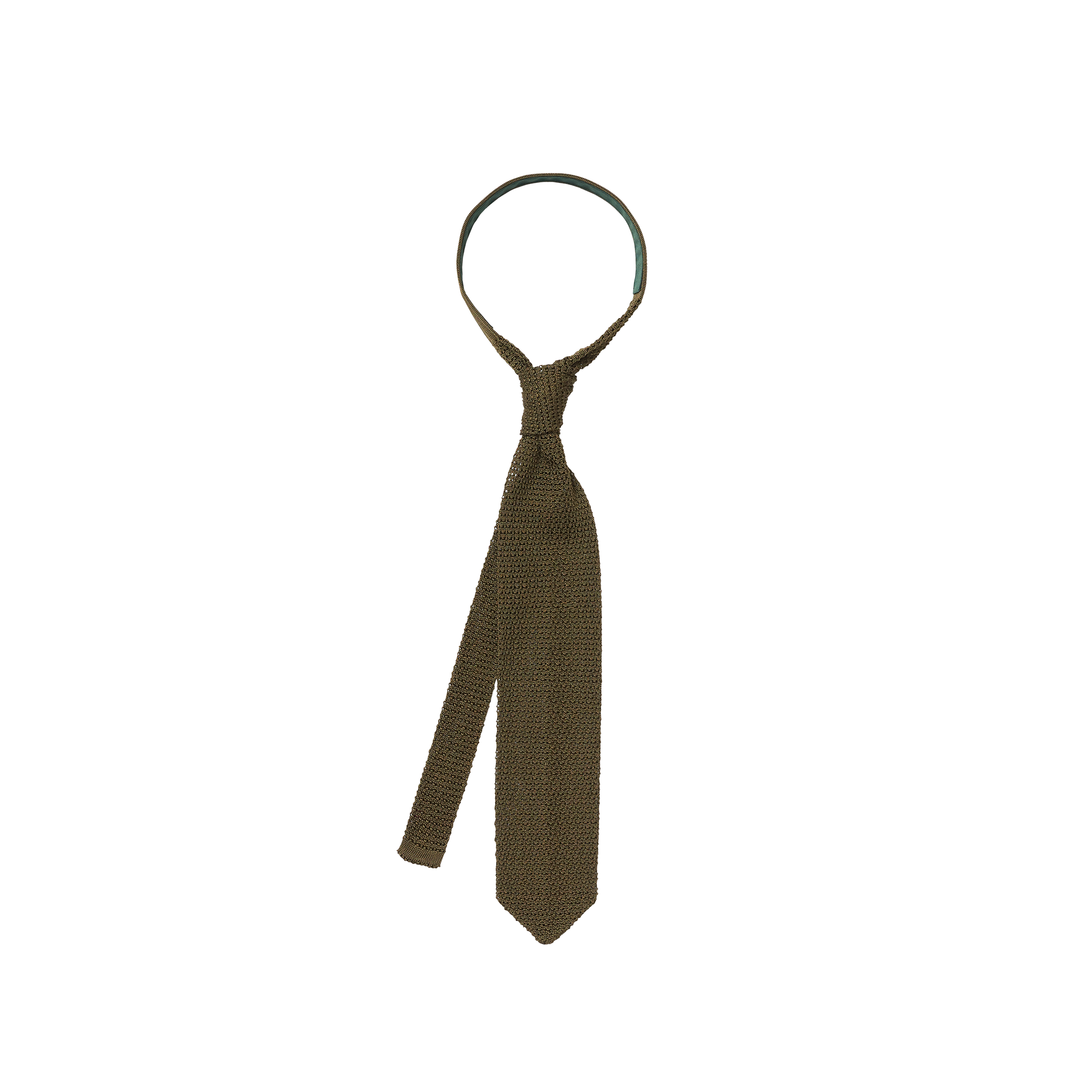 P Johnson Olive Silk Knit Tie