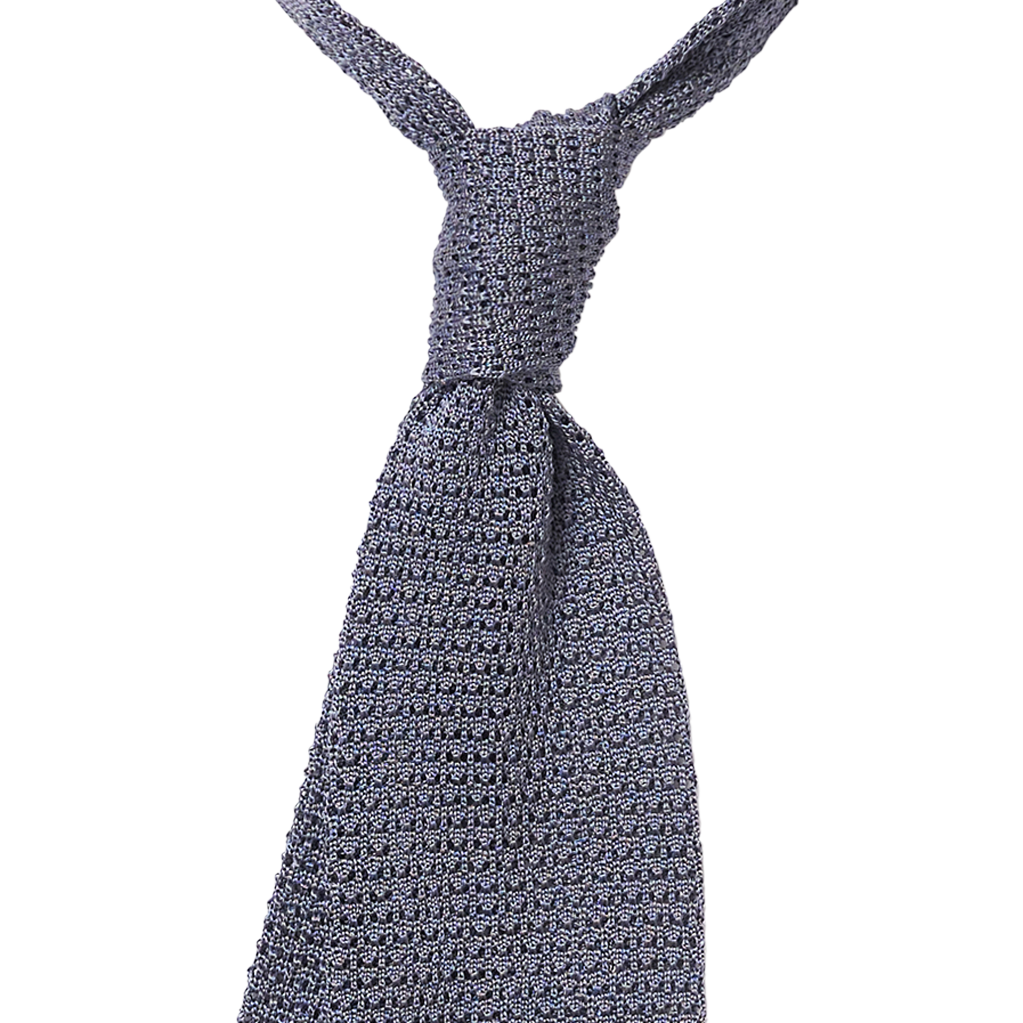 P Johnson Grey Blue Silk Knit Tie