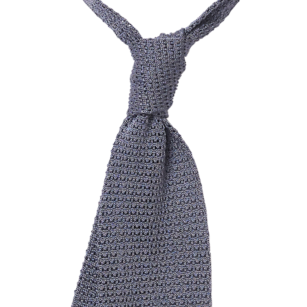 P Johnson Grey Blue Silk Knit Tie