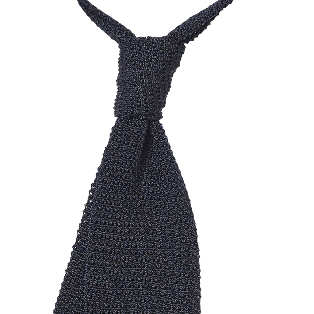 P Johnson Navy Green Silk Knit Tie