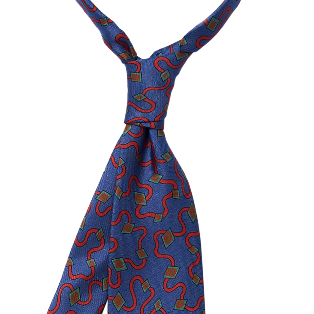 P Johnson Blue Tremezzo Print Tie