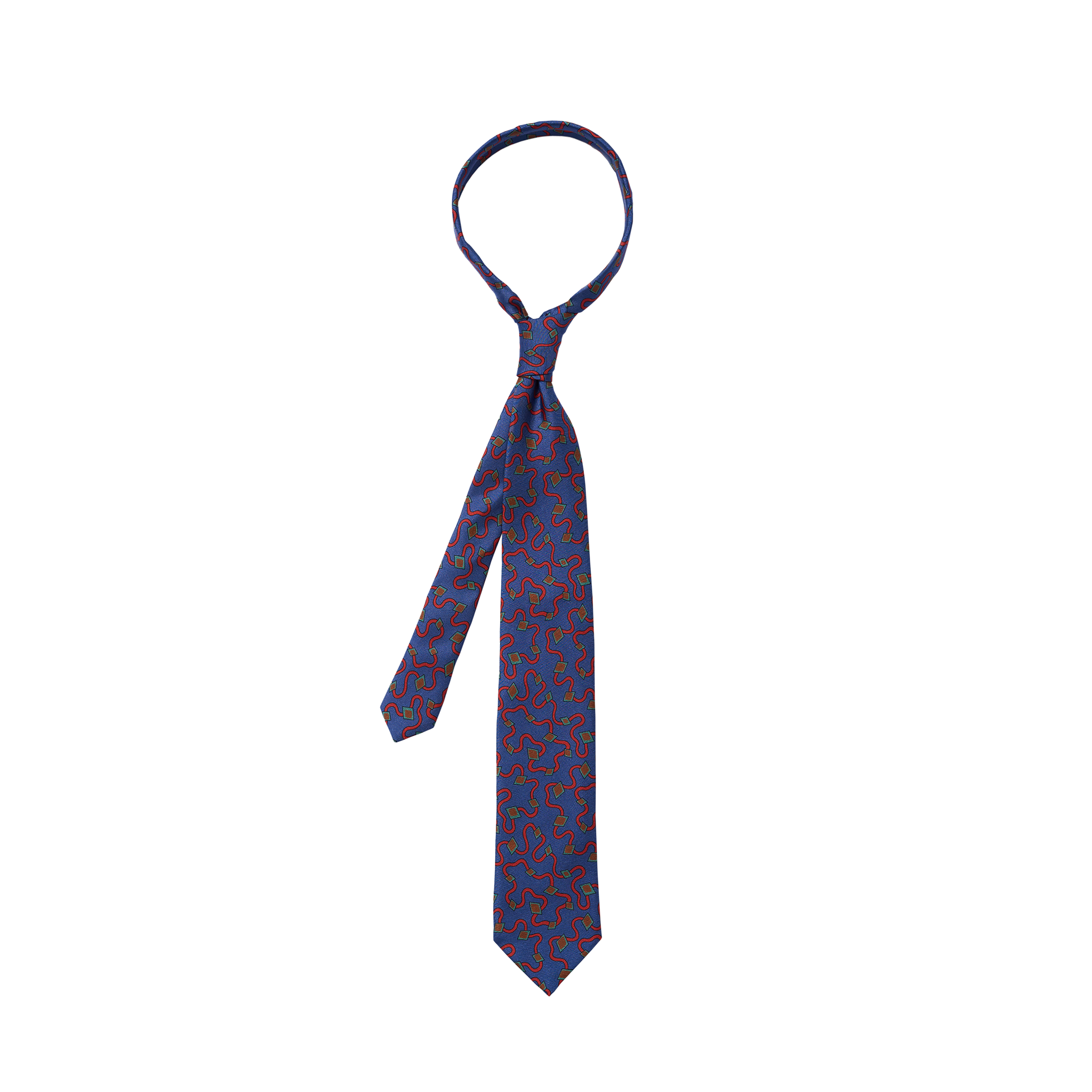 P Johnson Blue Tremezzo Print Tie