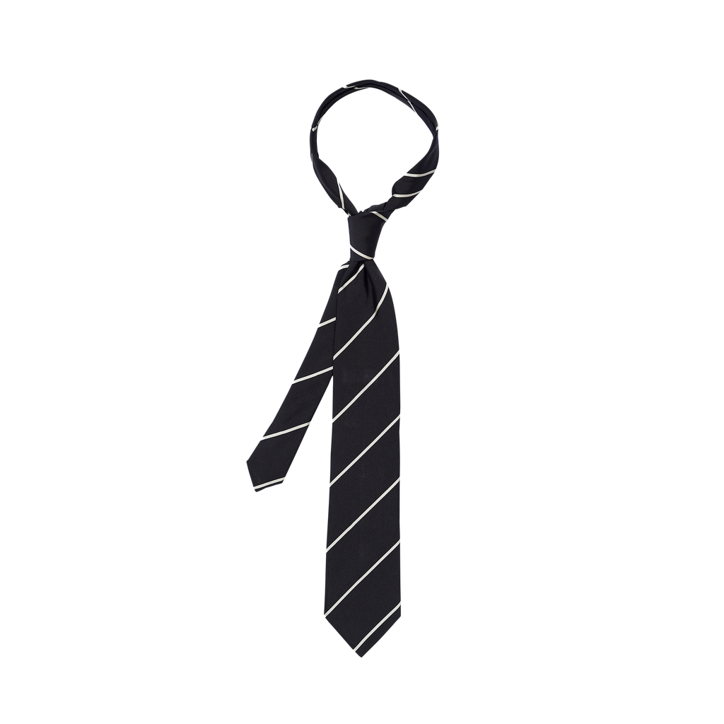 P Johnson Black & White Thinner Stripe Tie