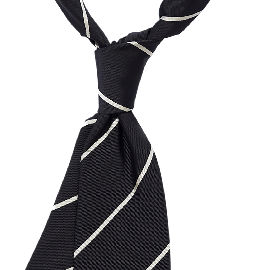 P Johnson Black & White Thinner Stripe Tie