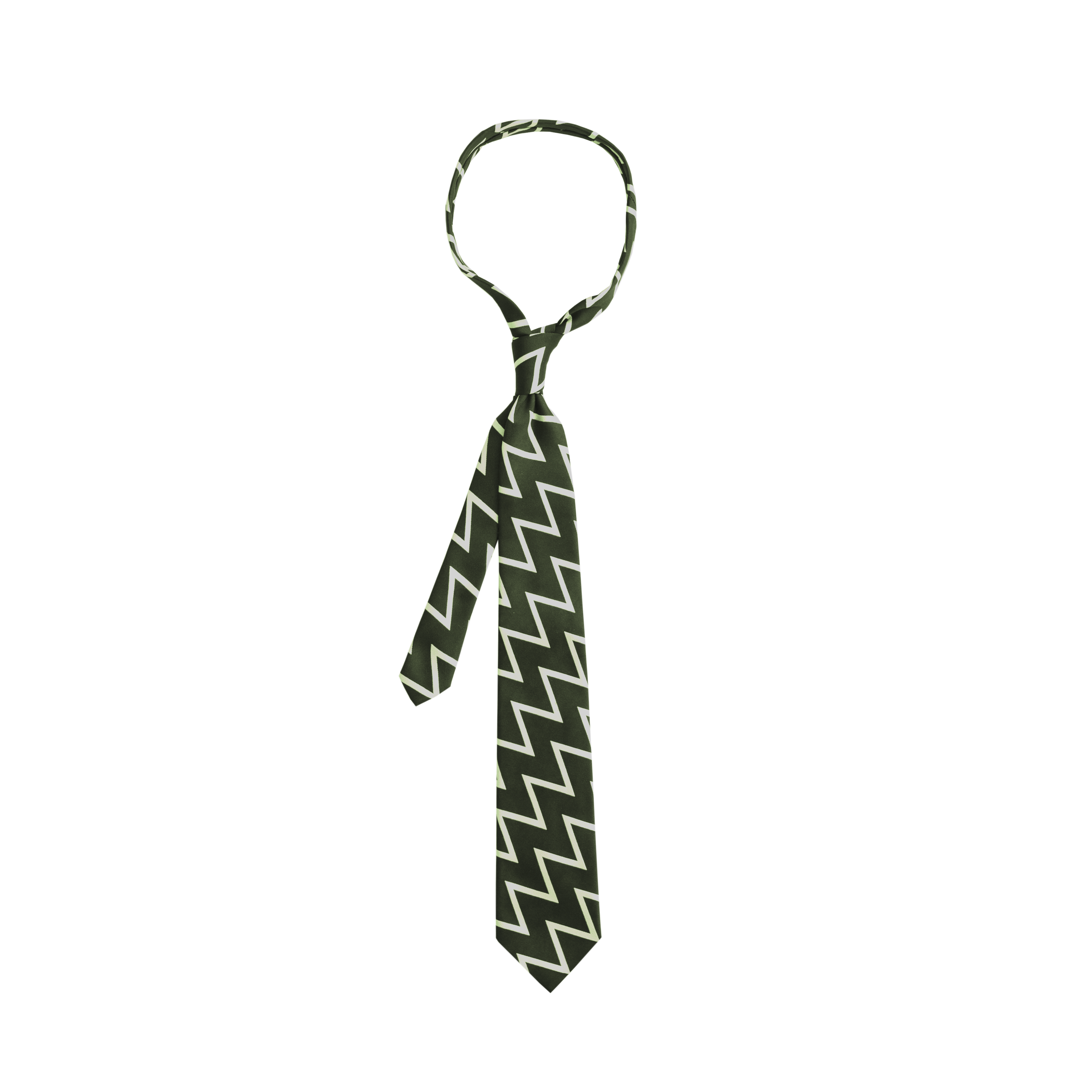 Olive Zig Zag Silk Tie
