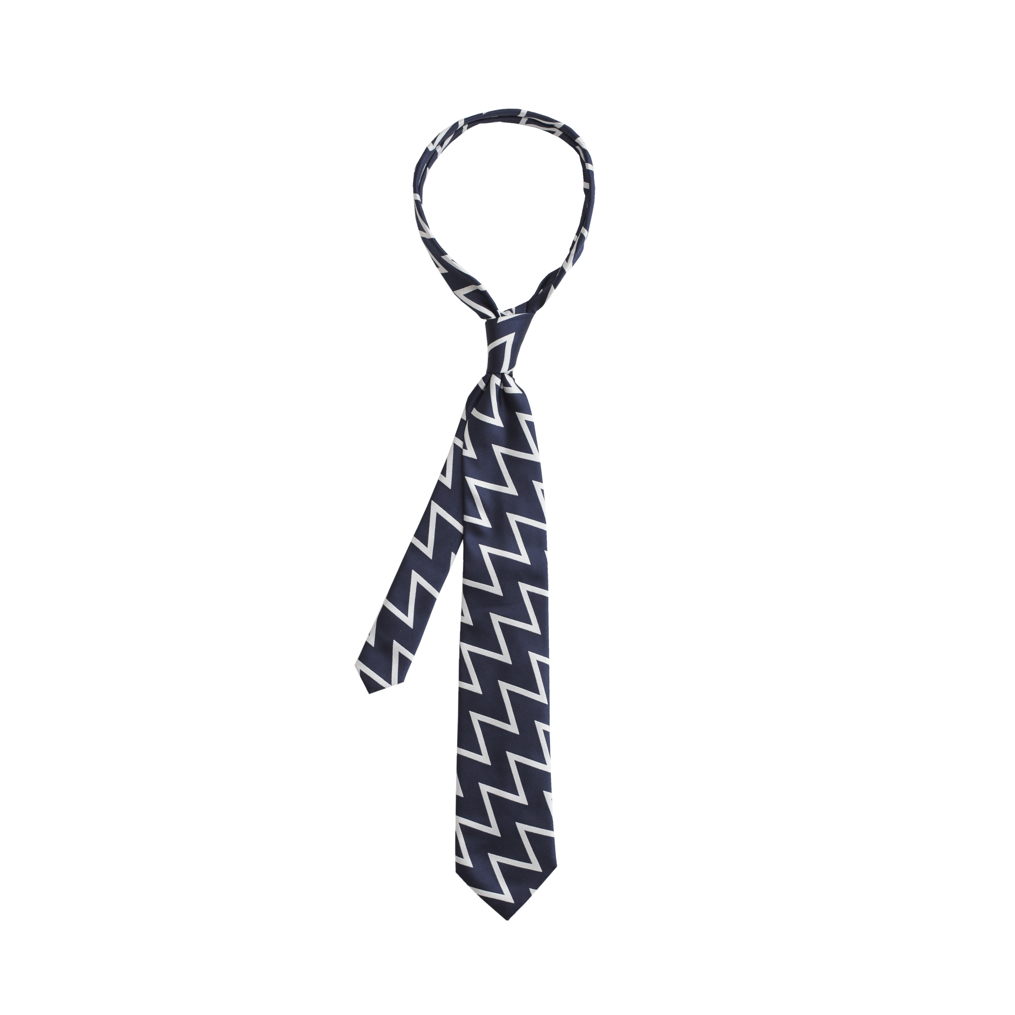 Navy Zig Zag Silk Tie