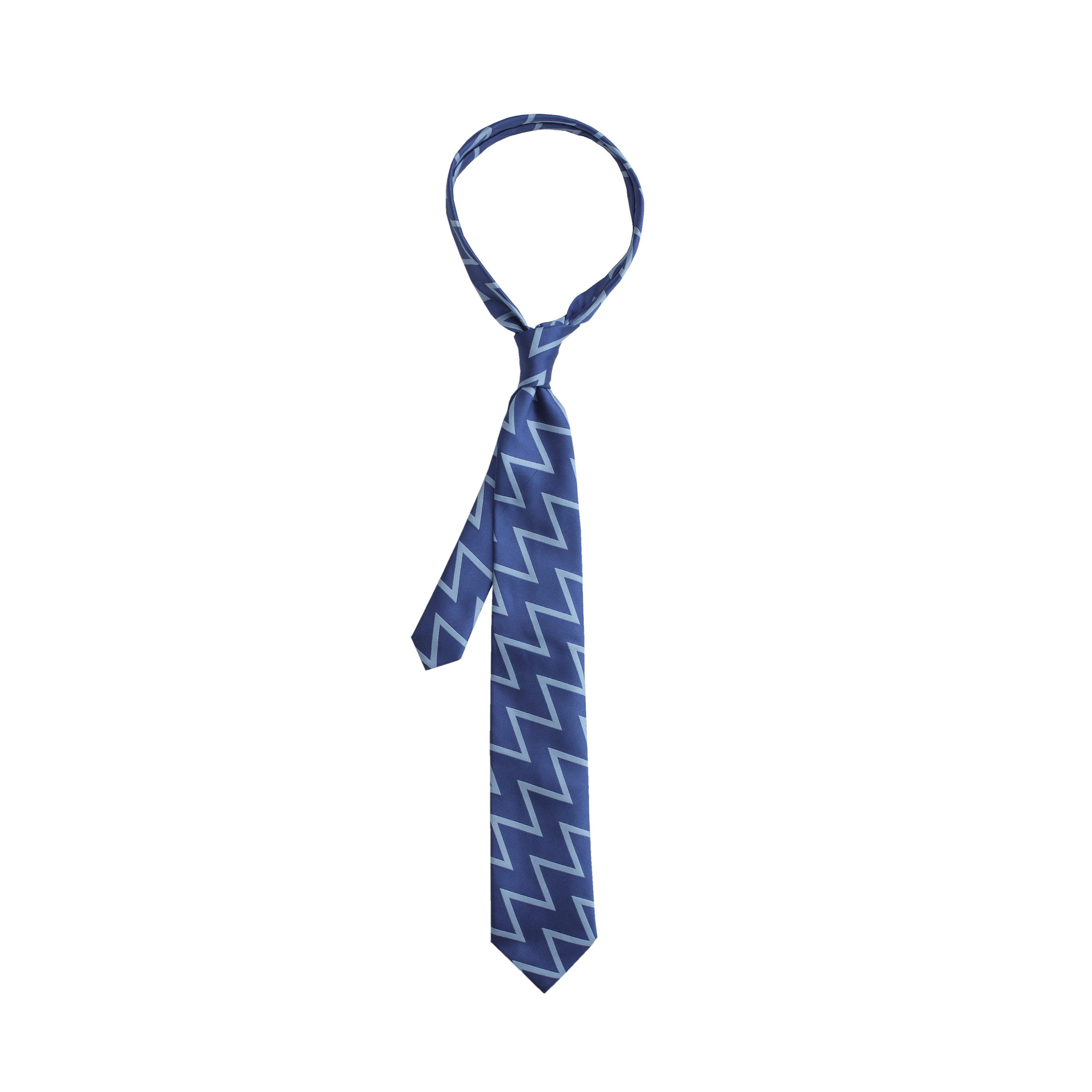 Pilot Blue Zig Zag Silk Tie