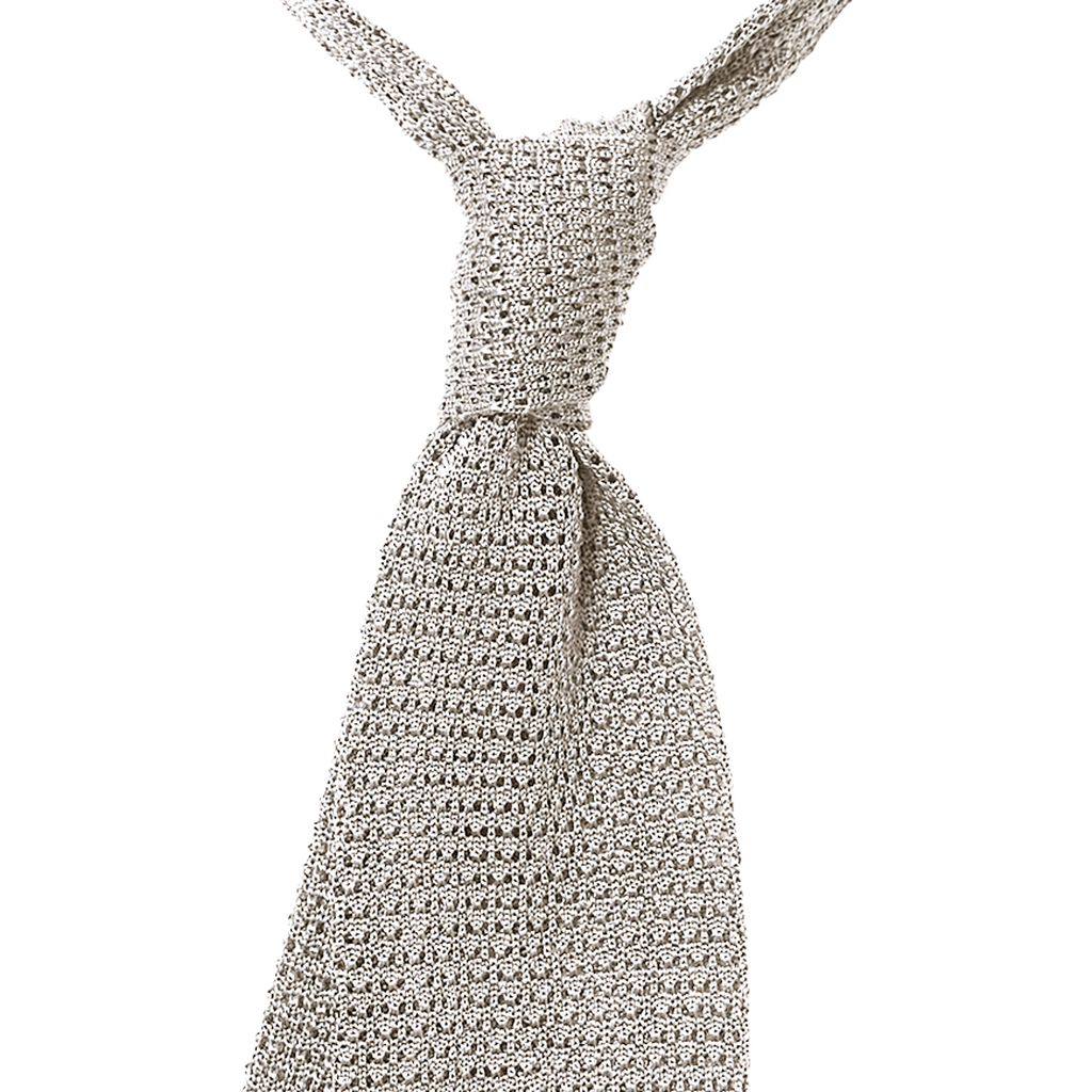 P Johnson Silver Silk Knit Tie