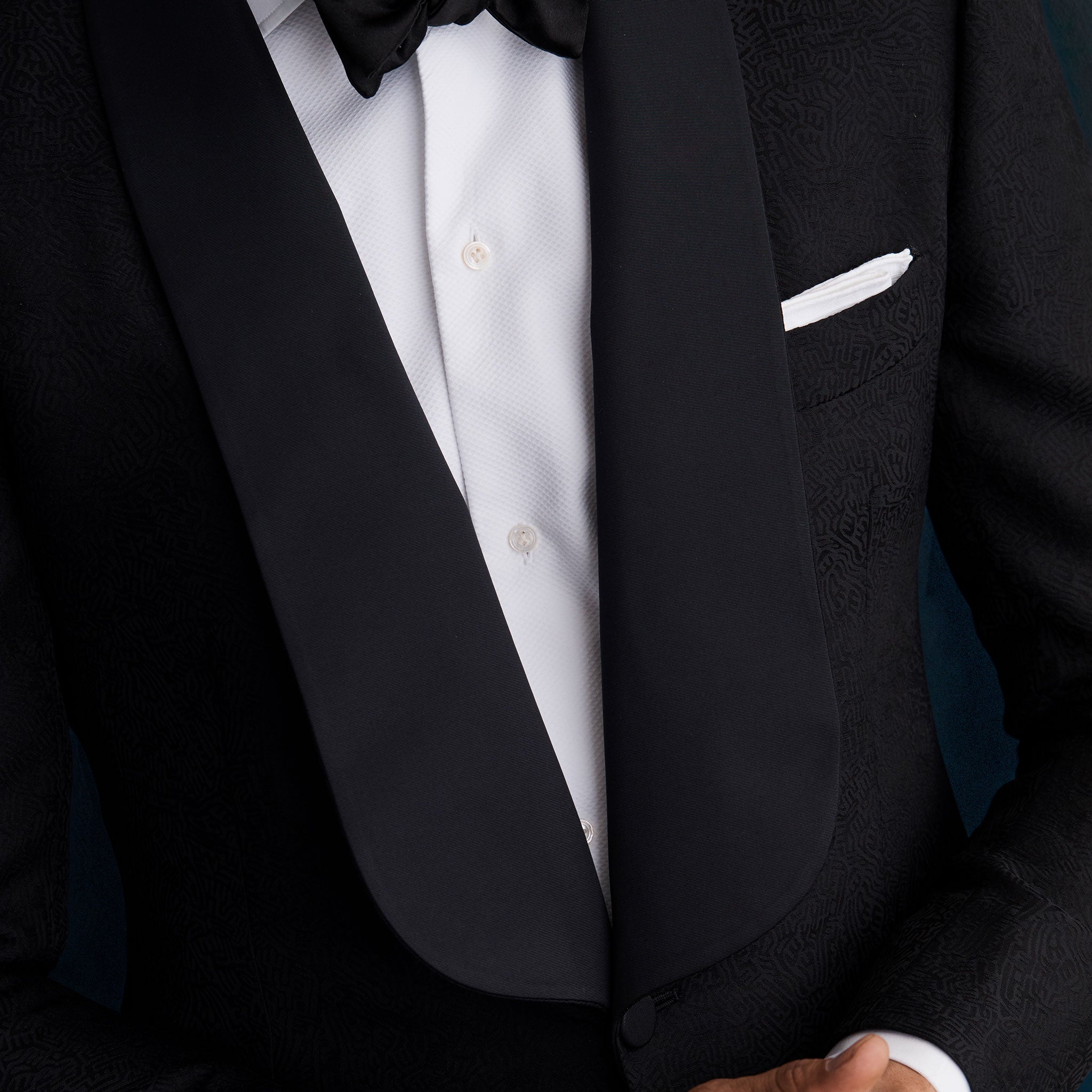P Johnson White Linen Pocket Square