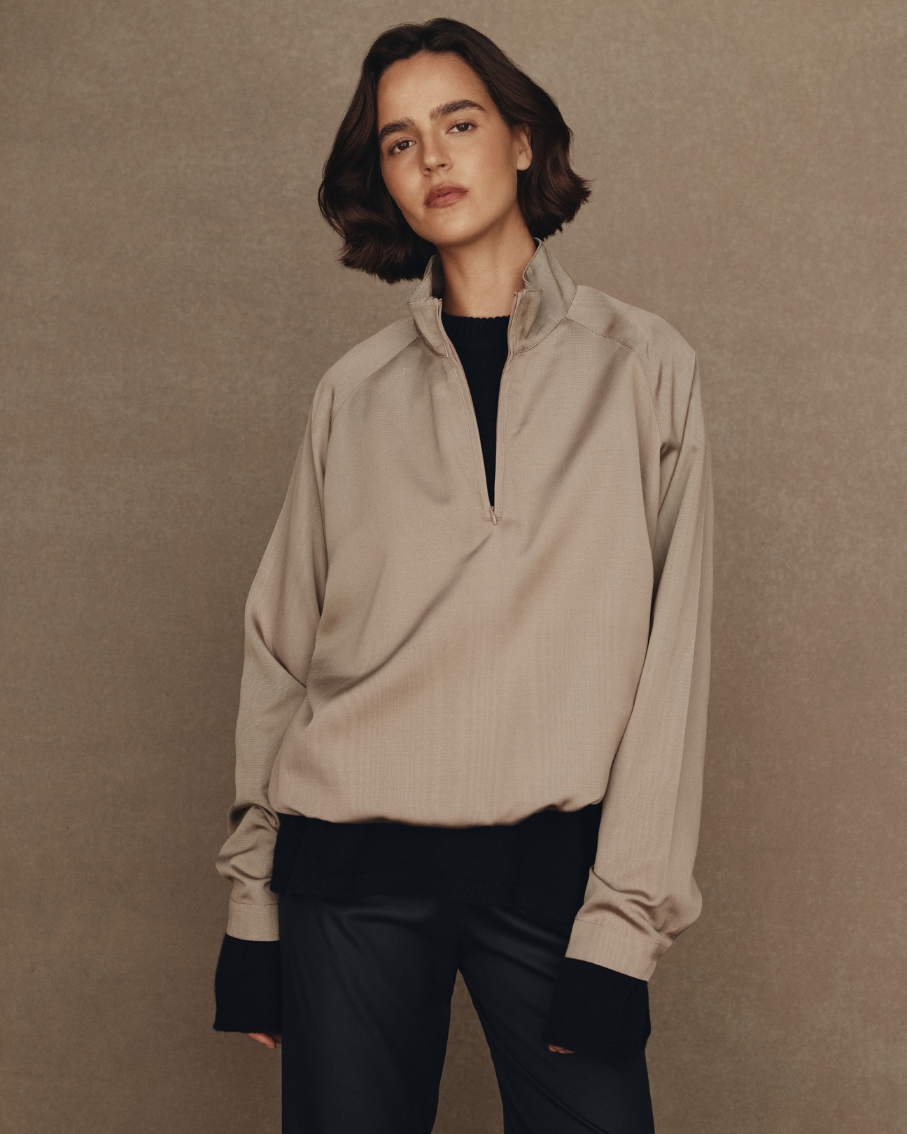 Moire Windbreaker - Taupe