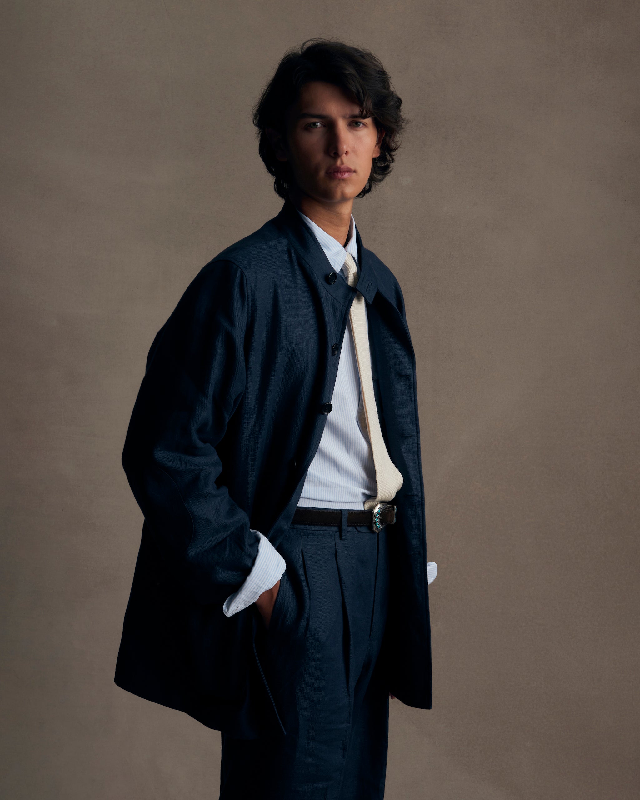 Navy Twill Linen Corbu Jacket | P Johnson Navy Twill Linen Corbu Jacket | P Johnson