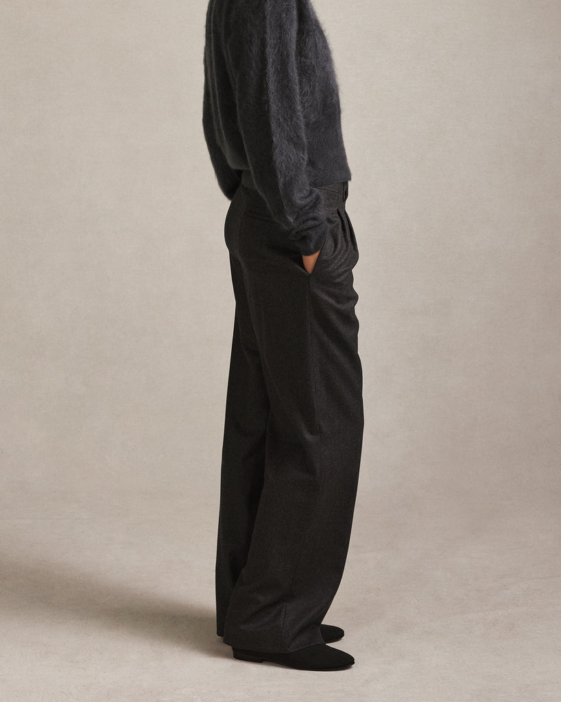 Ava Pleated Trouser - Dark Grey