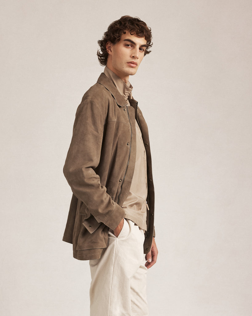 Suede Field Jacket - Taupe