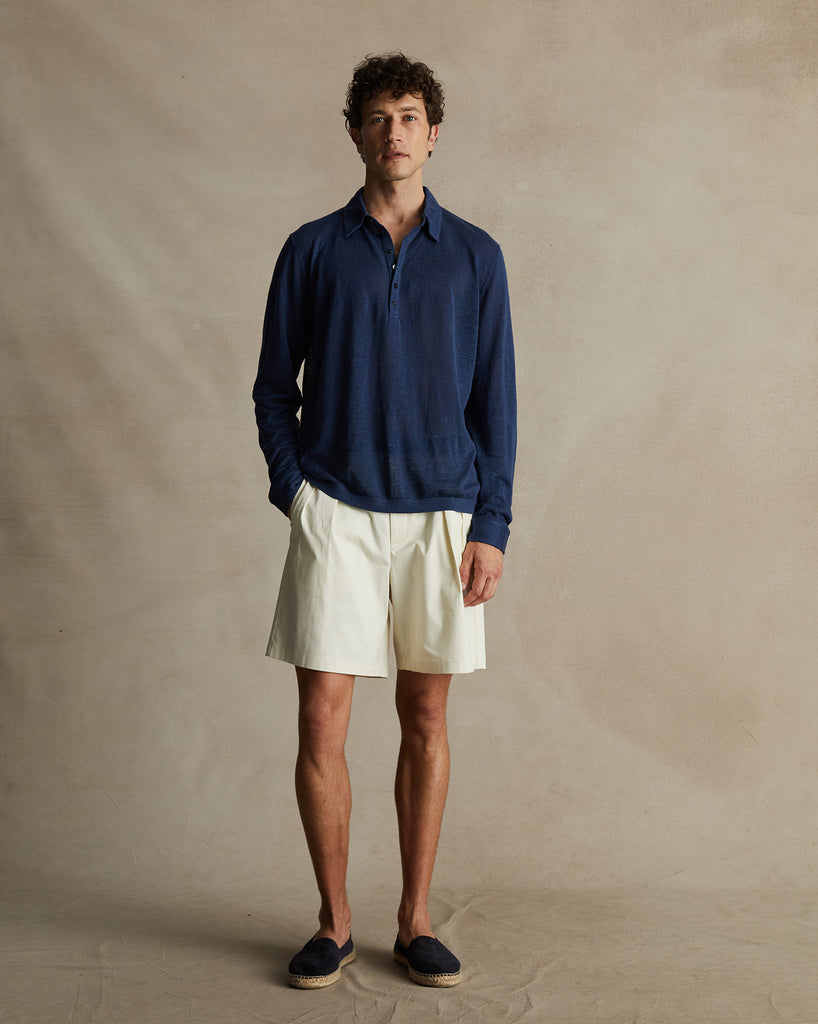 Slate Blue Linen Polo