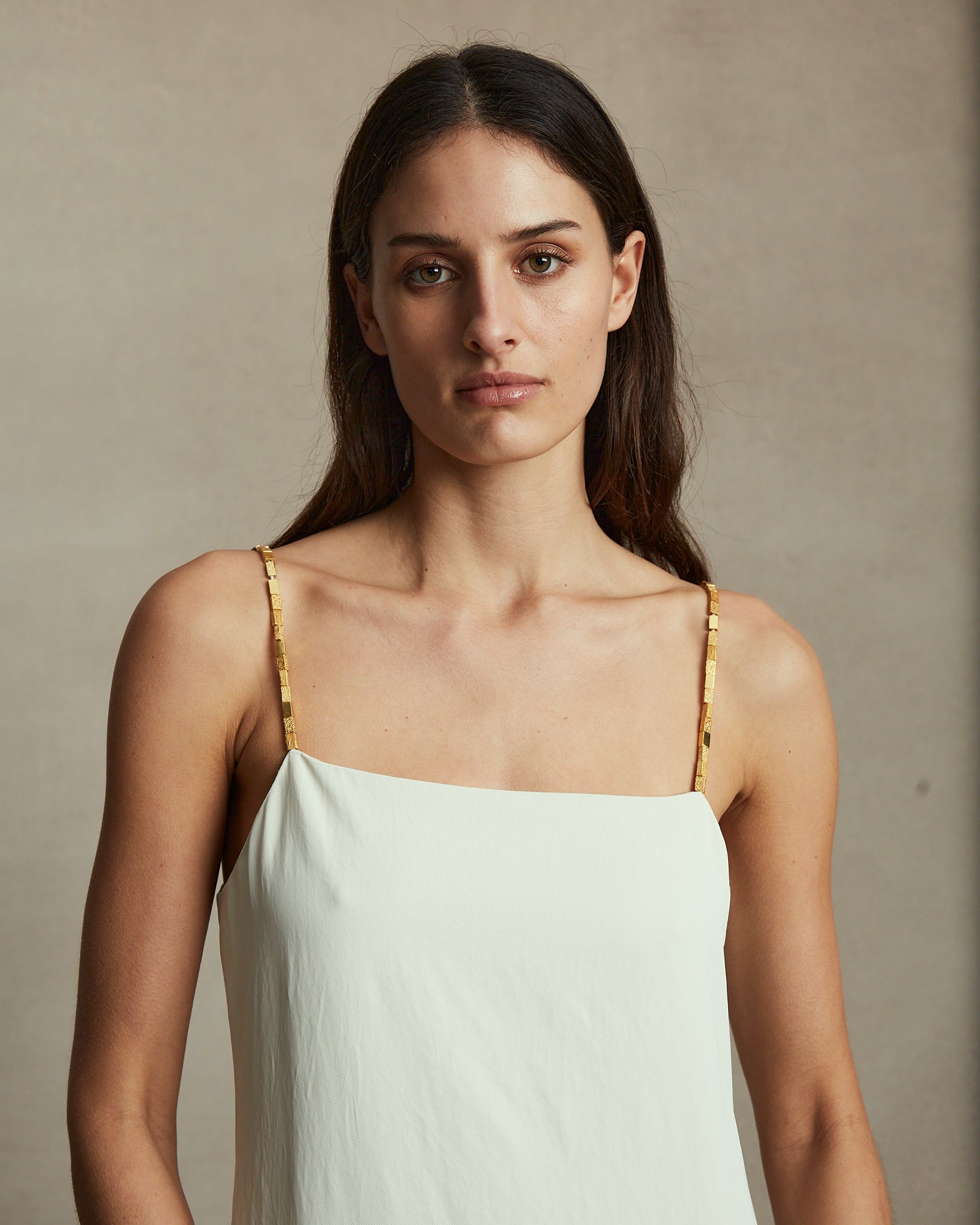 Helena Beaded Camisole Dress - Cream