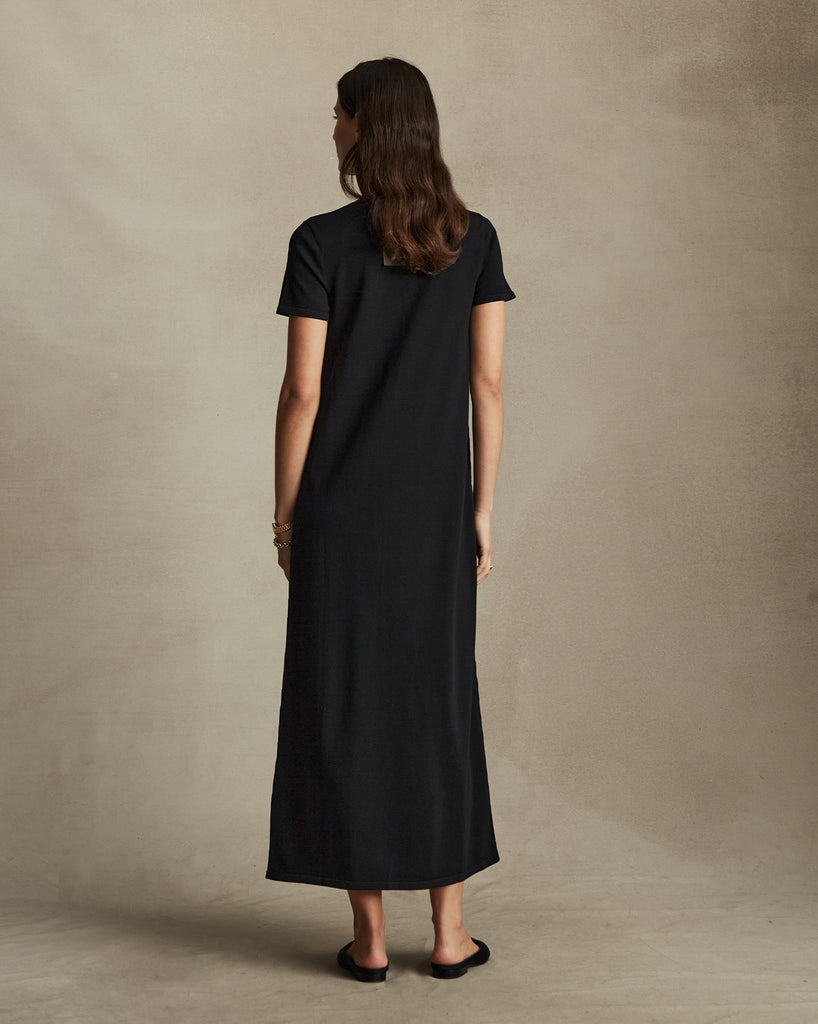 Crepe Knit Tee Dress - Black