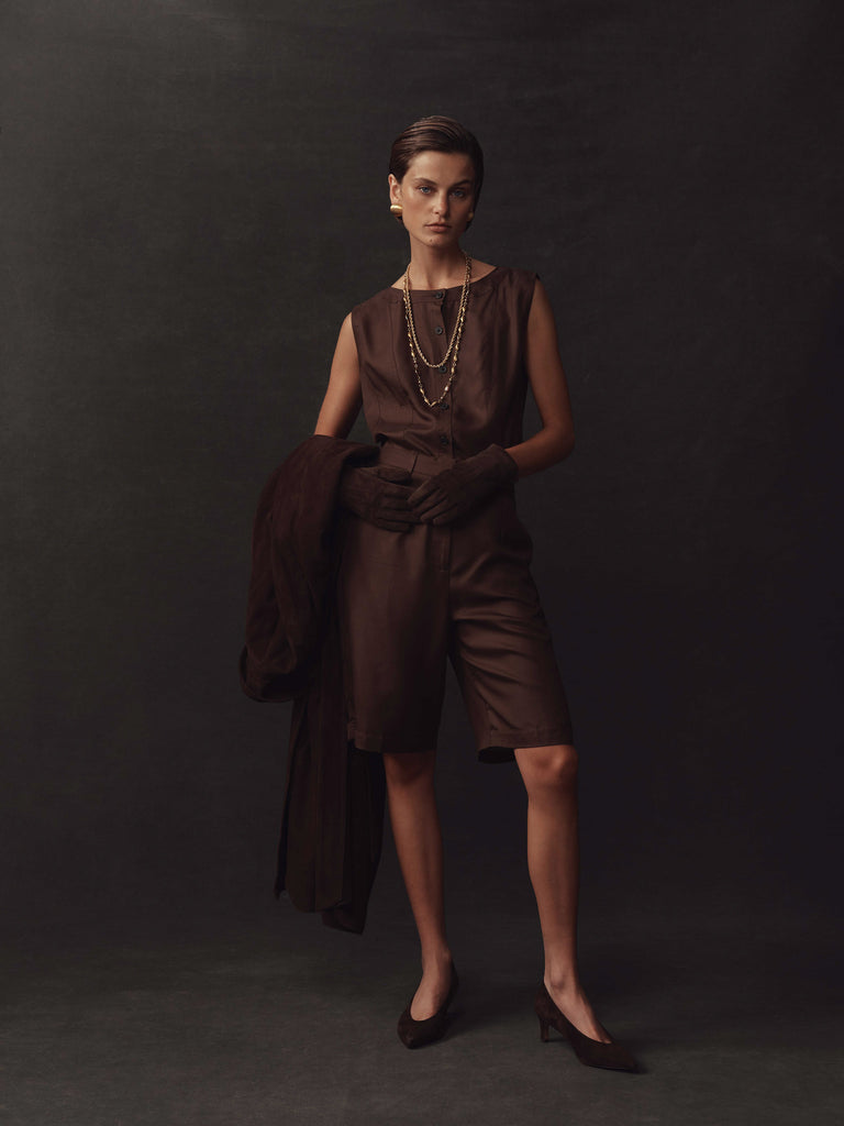 Maria Shorts - Chocolate Dupioni