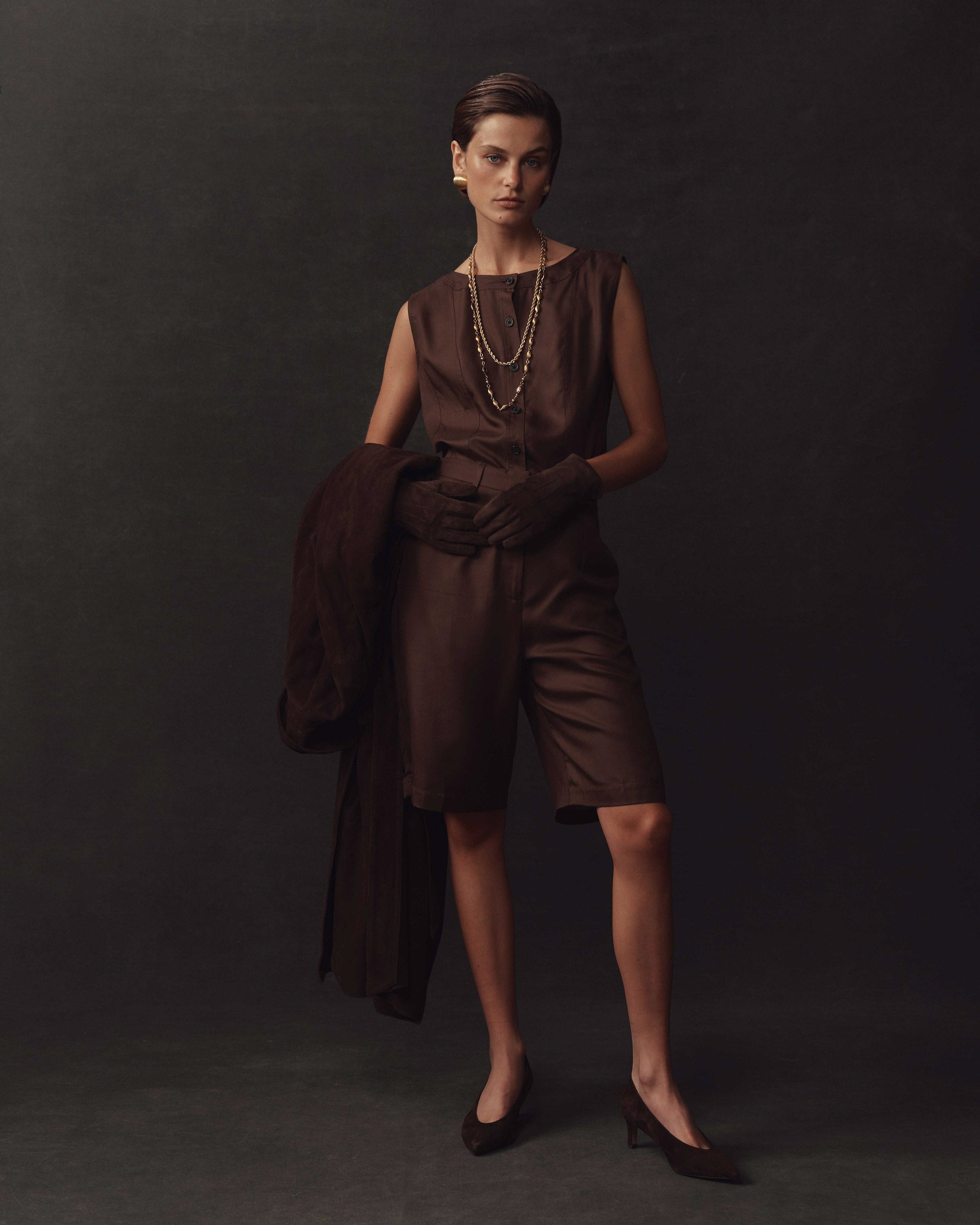 Maria Shorts - Chocolate Dupioni