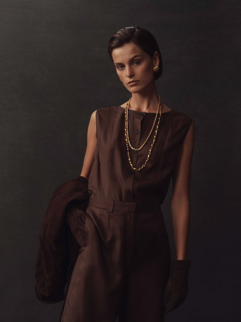 Bodice Top - Chocolate Dupioni
