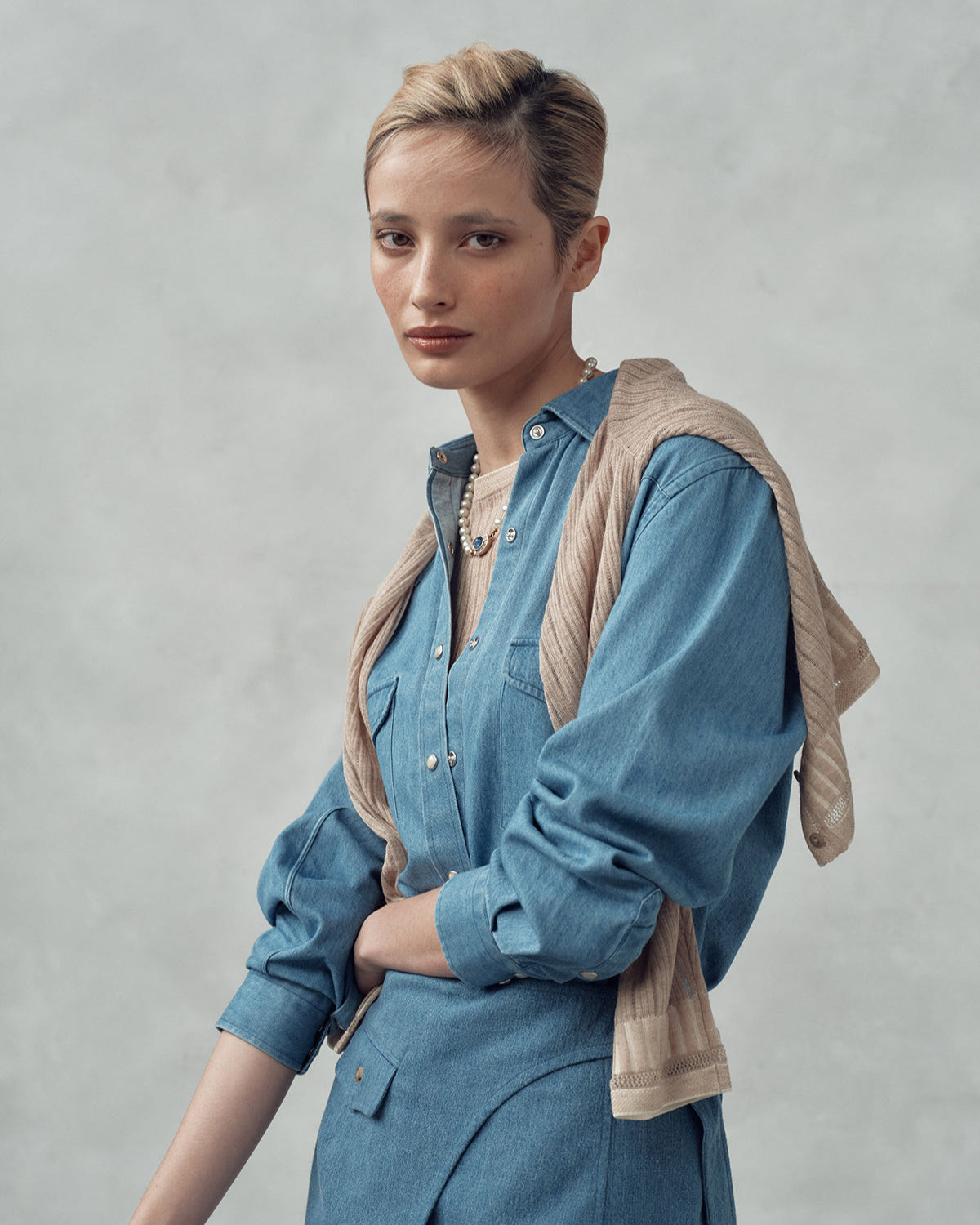 Femme Western Shirt - Light Denim