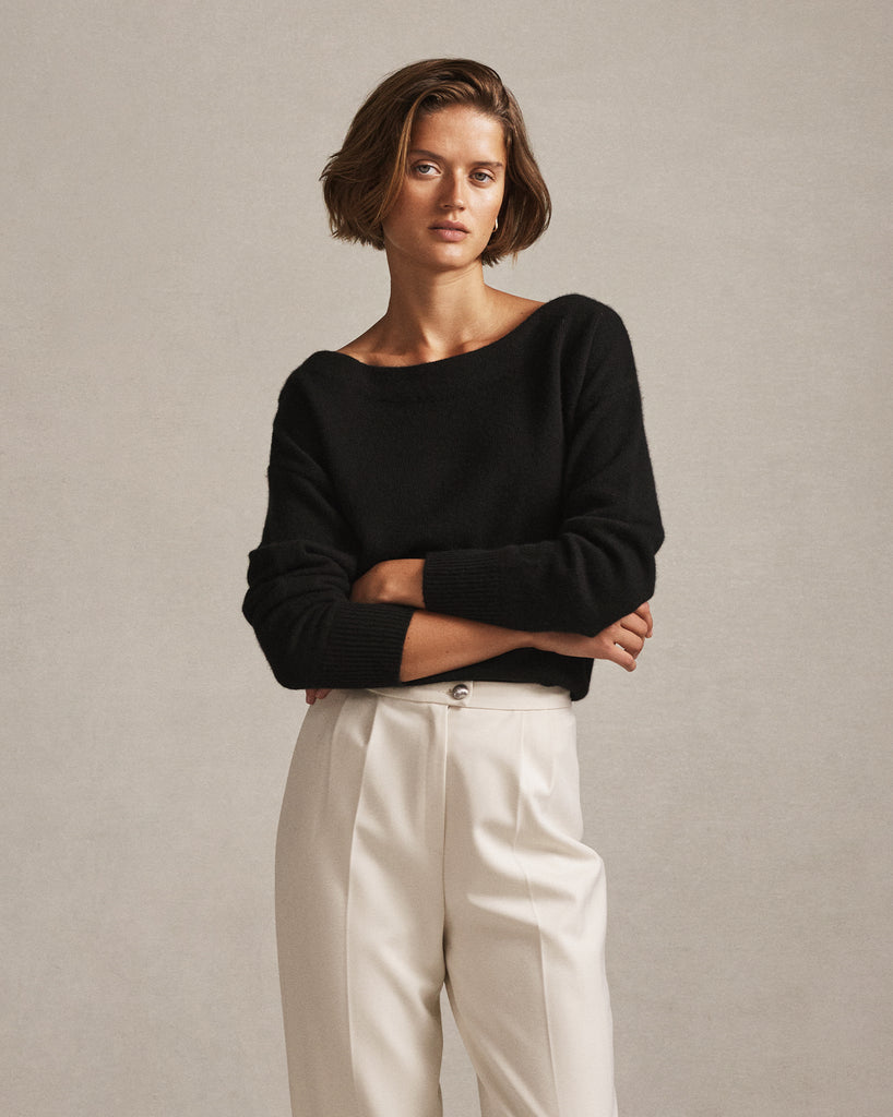 Amélie Boat Neck Sweater - Black