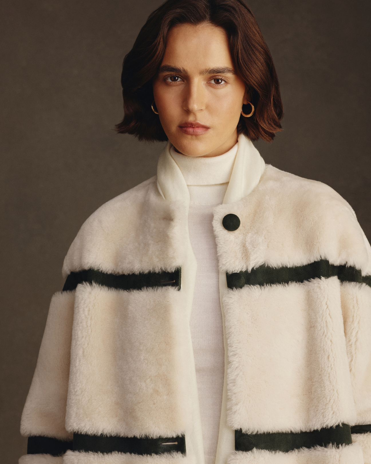 Alexandra Coat - Beige & Forest