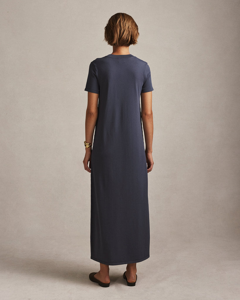 Crepe Knit Tee Dress - Oily Blue