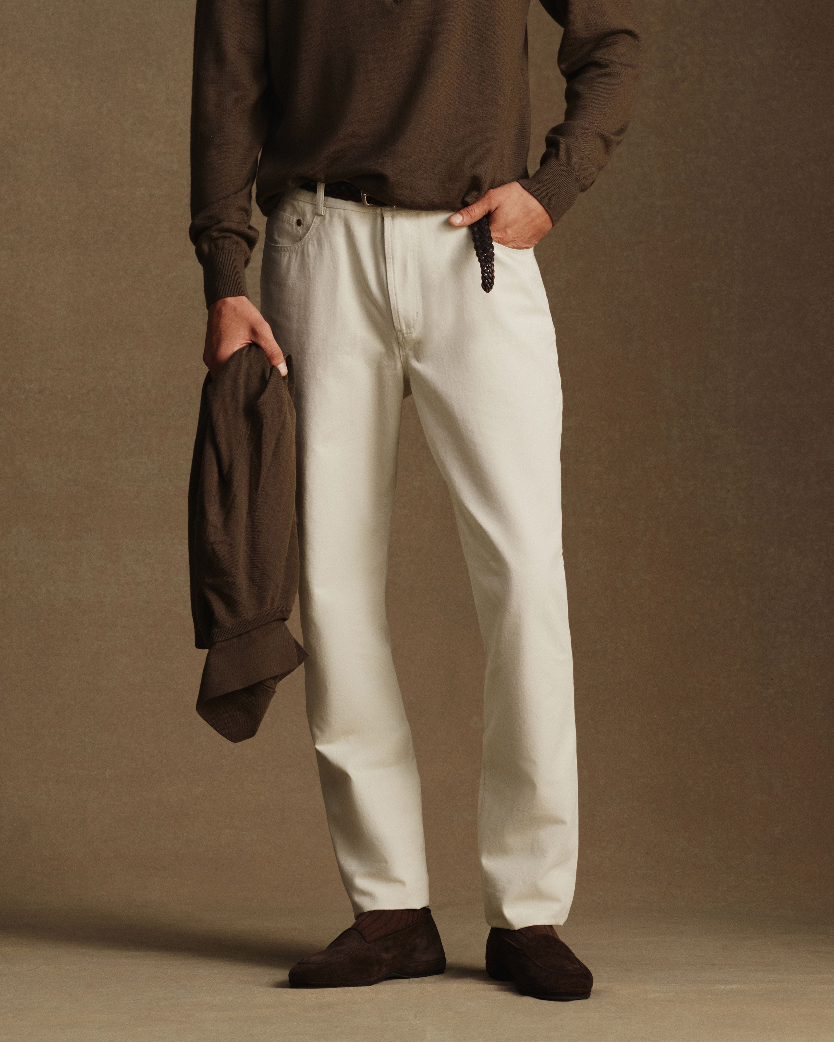 Five Pocket Canvas Trouser - Bone