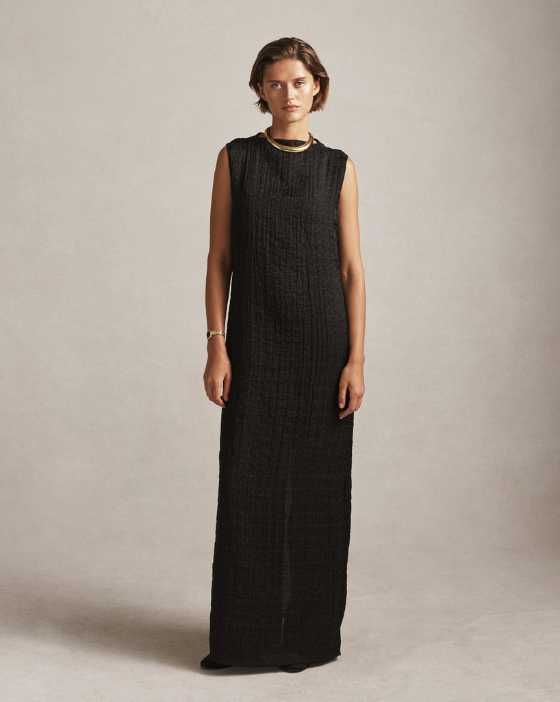 Mara Boat Neck Maxi Dress - Black