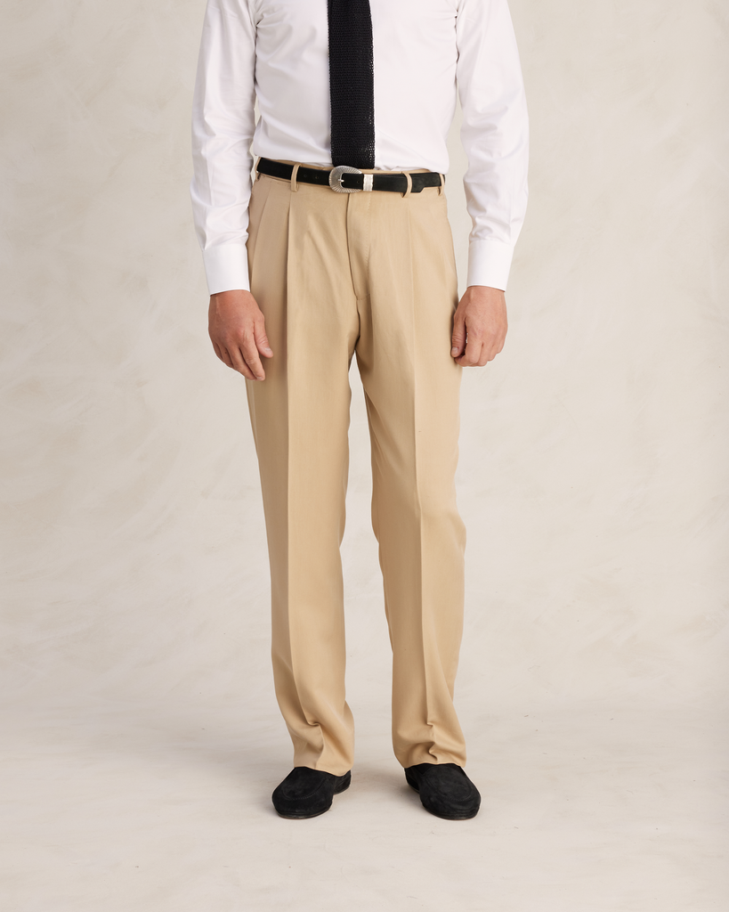 Tan Silk Twill Double Breasted Suit
