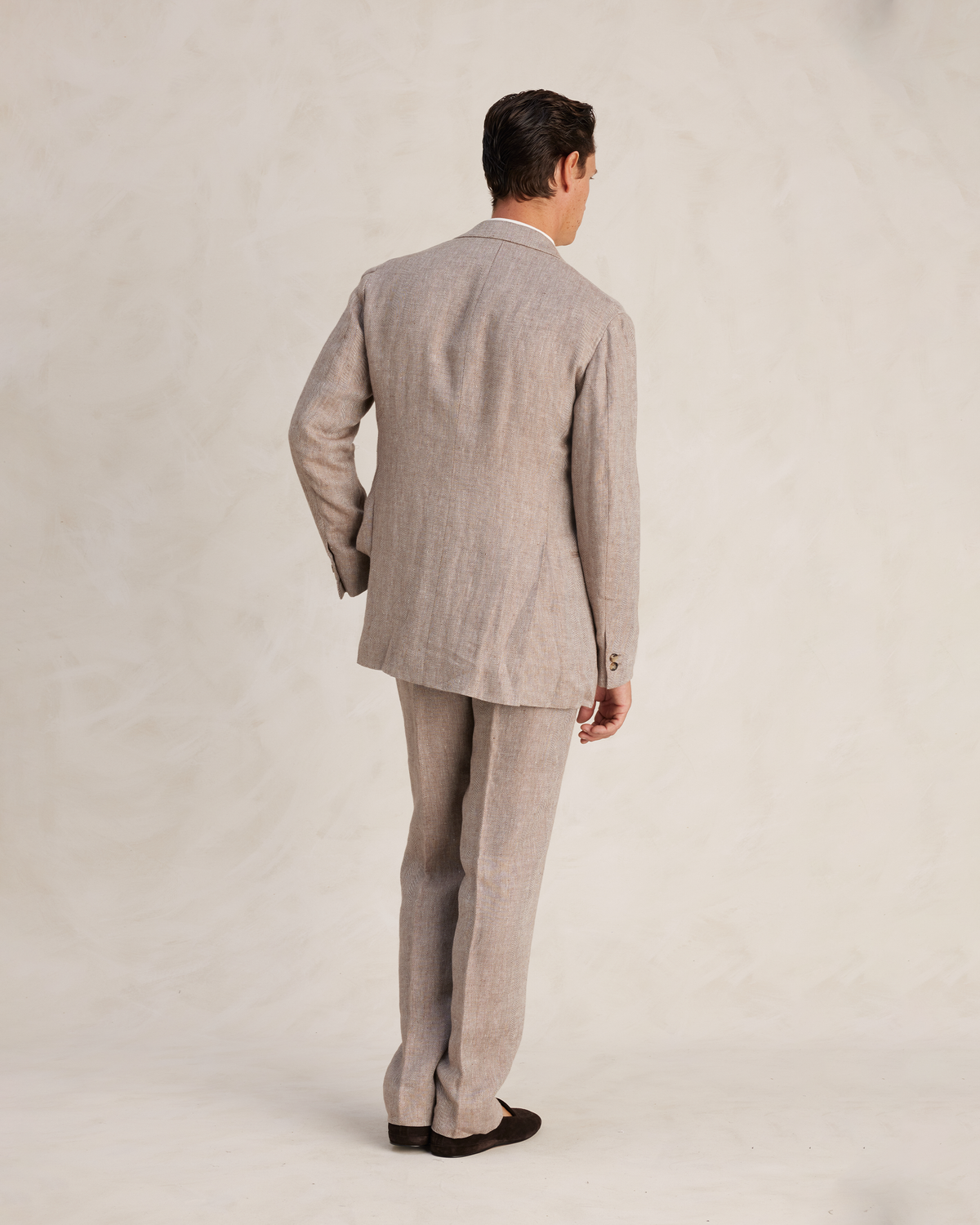 Brown Herringbone Linen Suit P Johnson