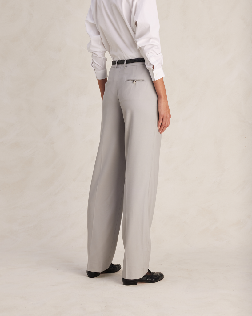 Light Steel Grey Wool Gabardine Double Breasted Suit