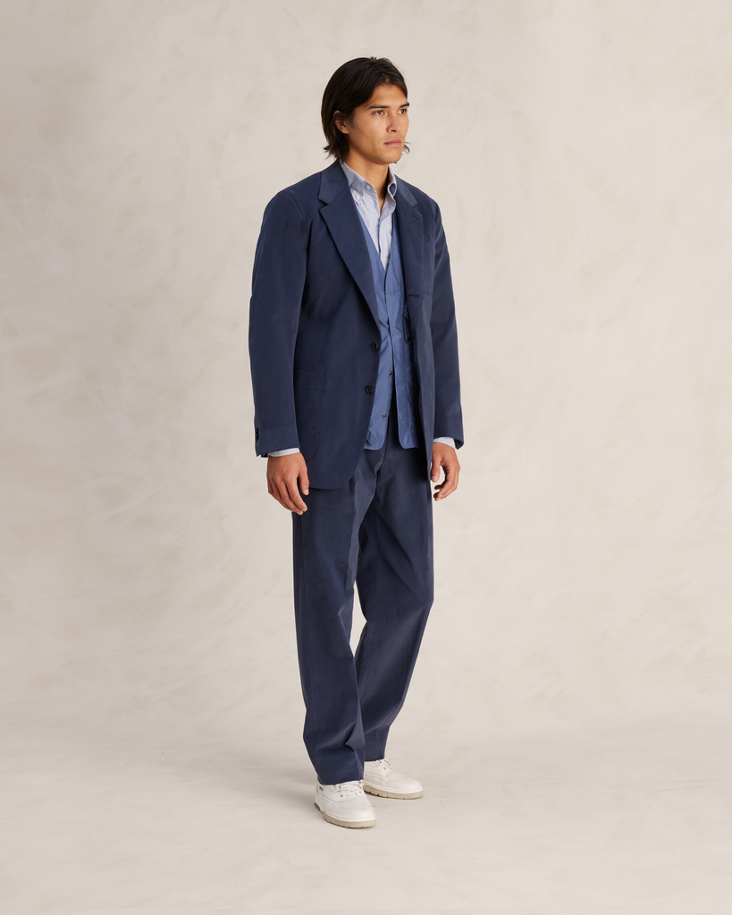 Mid Blue Brushed Cotton Single Breasted Suit