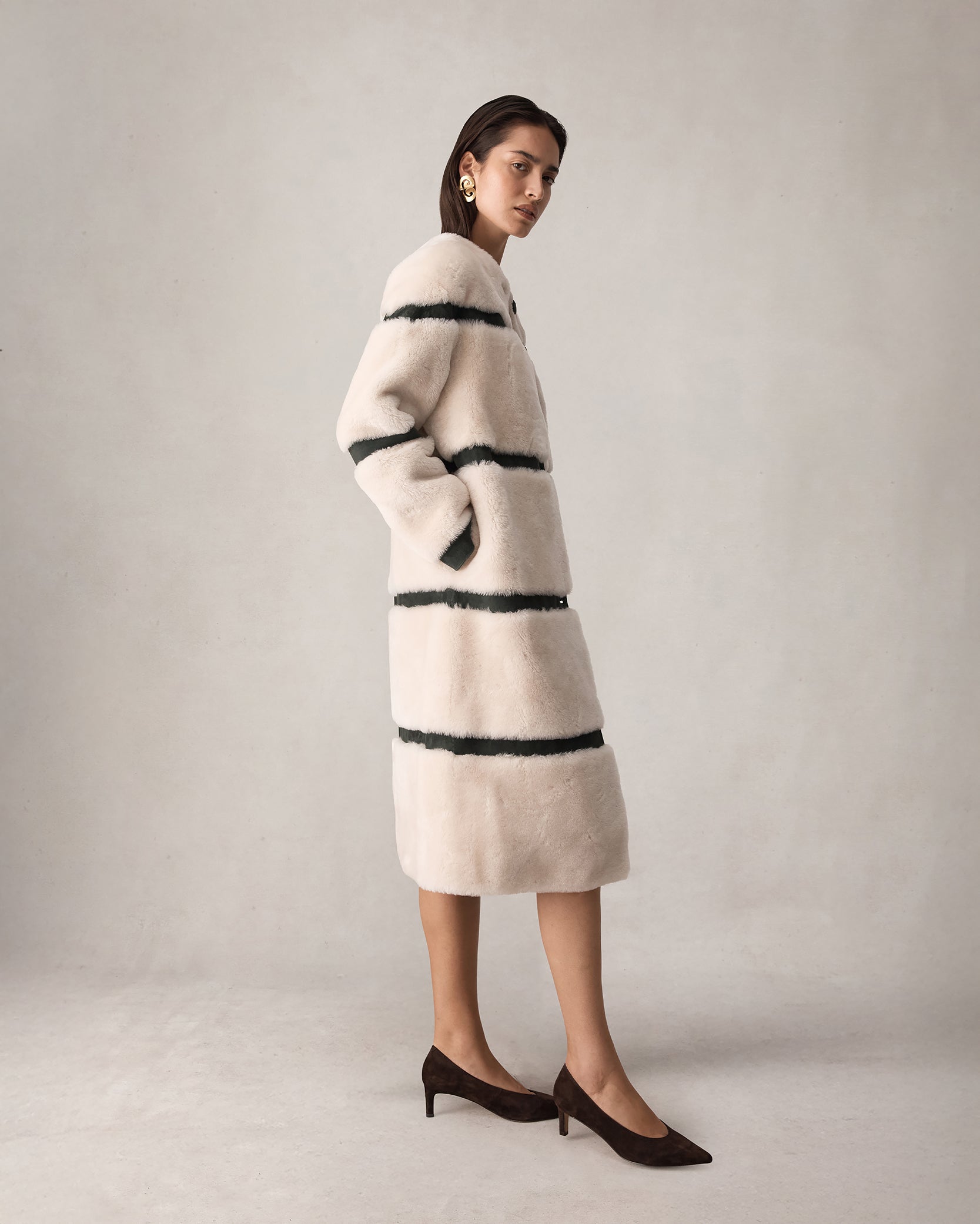 Alexandra Coat - Beige & Forest