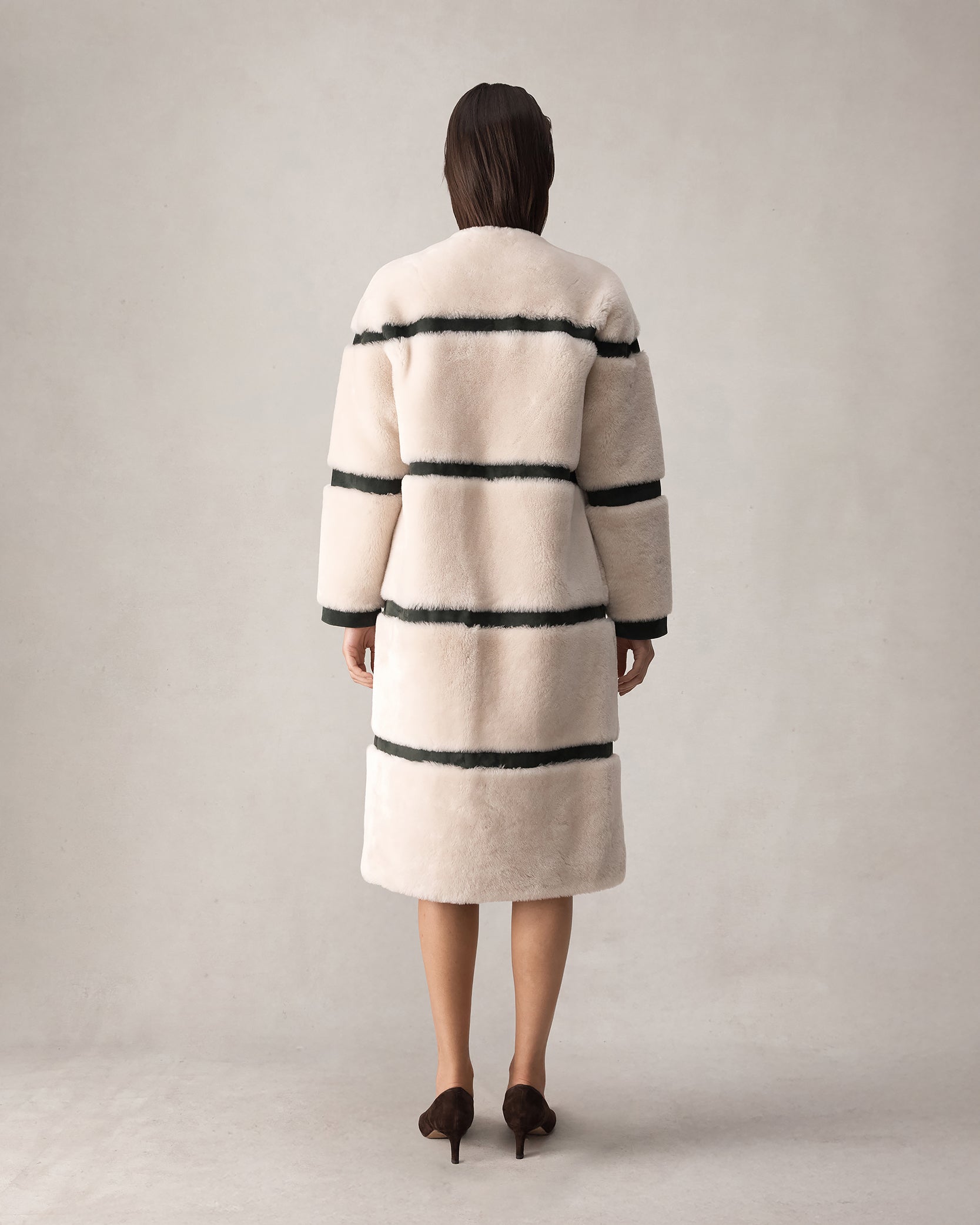 Alexandra Coat - Beige & Forest