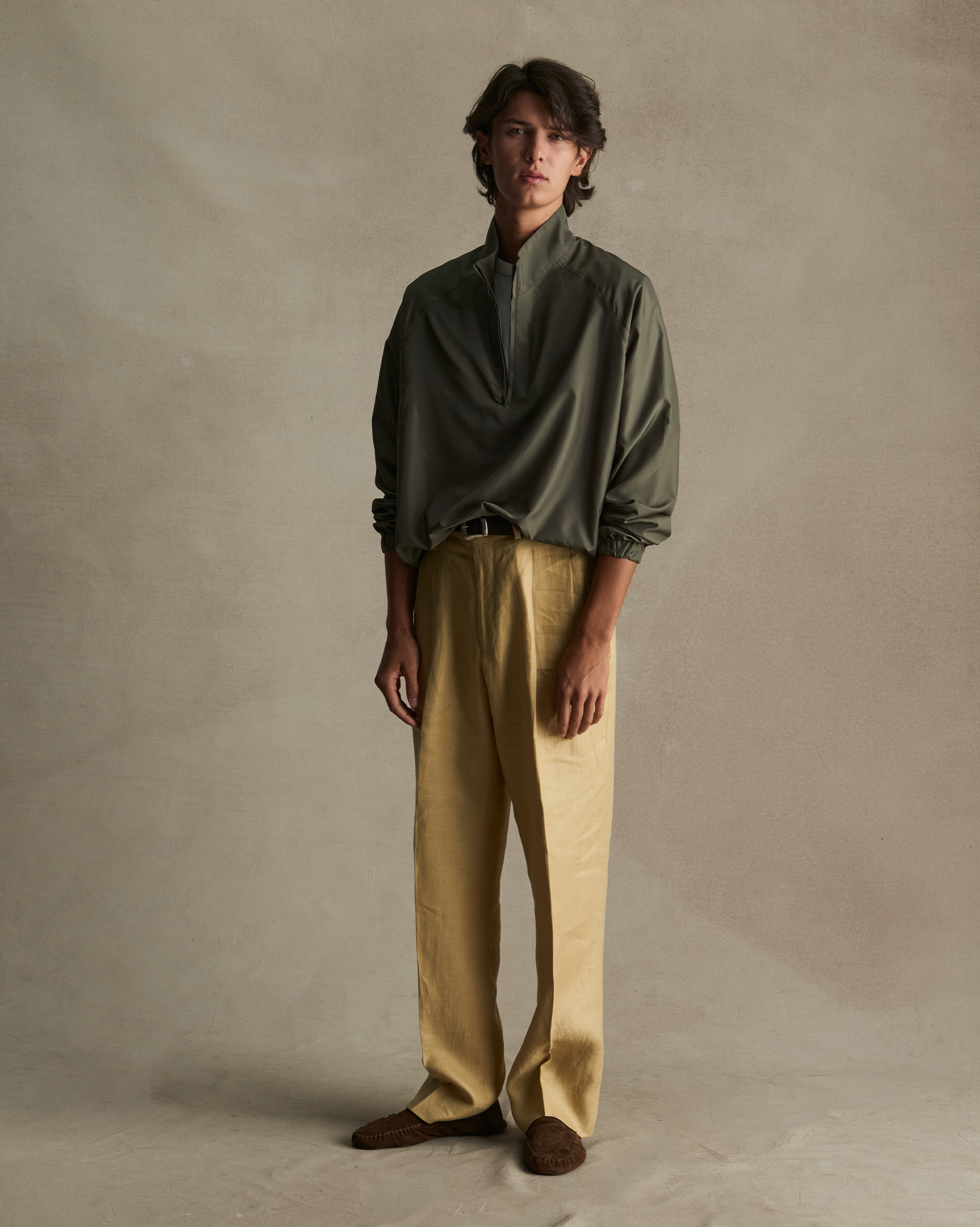 Olive Shiny Quarter Zip | P Johnson
