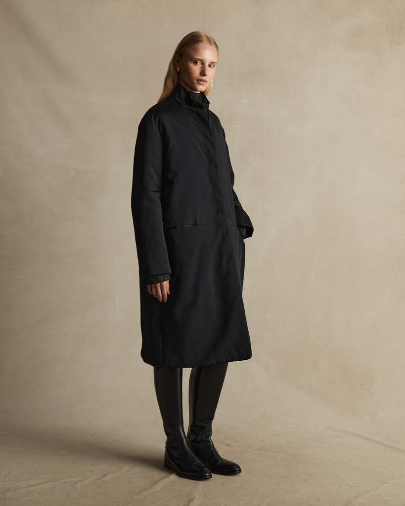 Black Moire Padded Coat