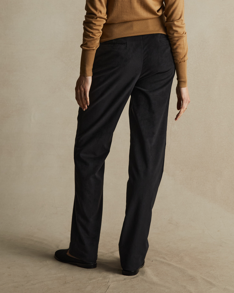 Black Suede Flare Trousers