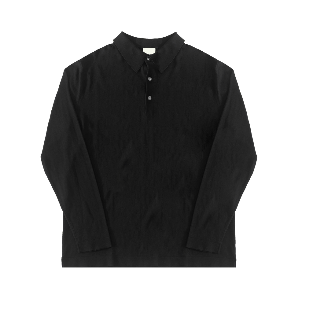 Black Ice Cotton Long Sleeve Polo