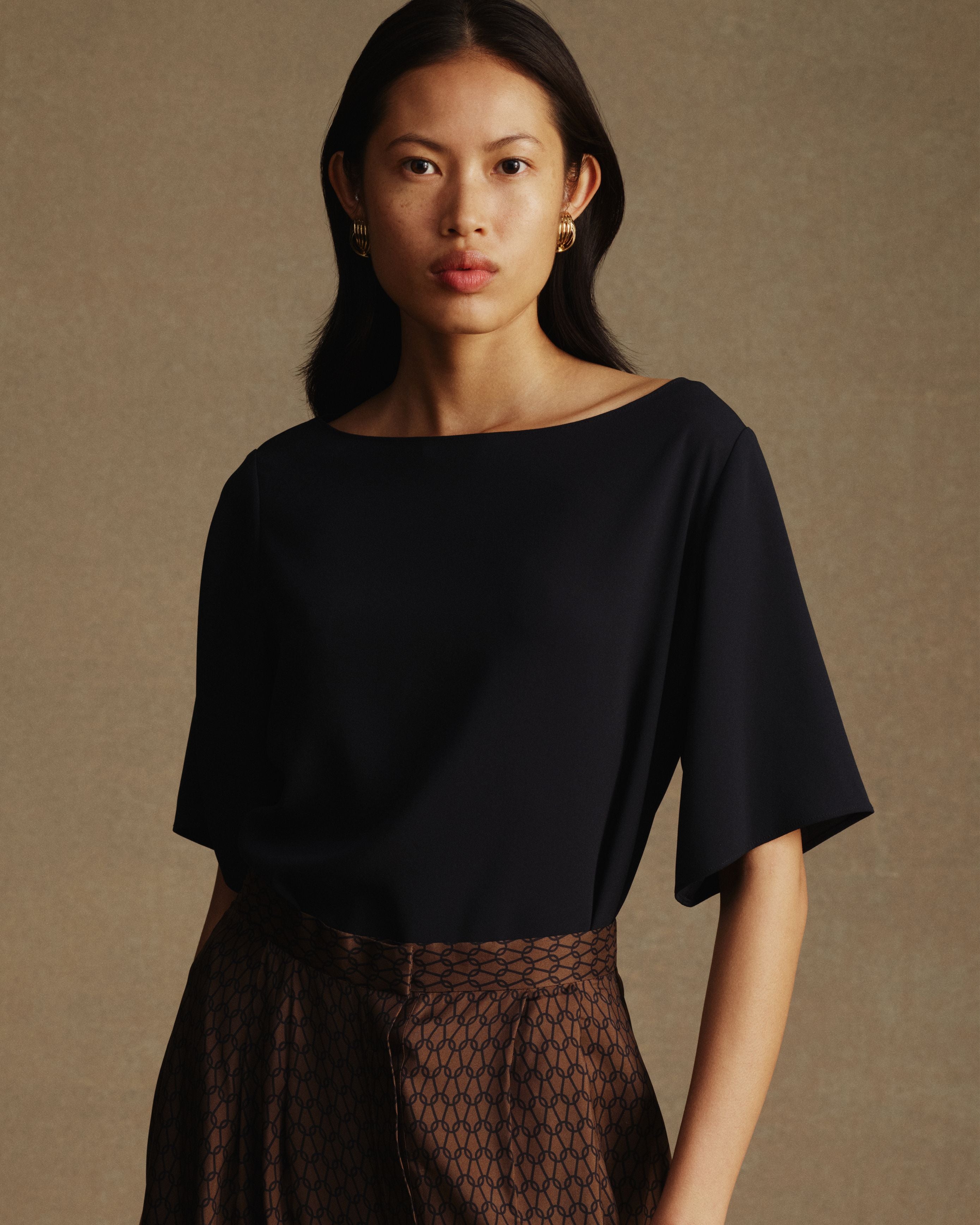 Boat Neck Top - Navy